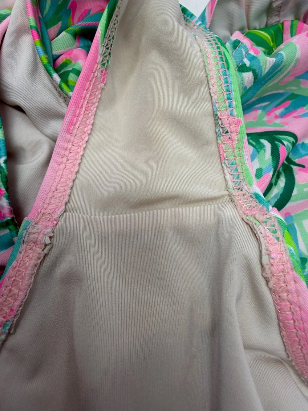 Lilly Pulitzer Girl’s Pink Palm Print Ruffle Bikini Set Size 14
